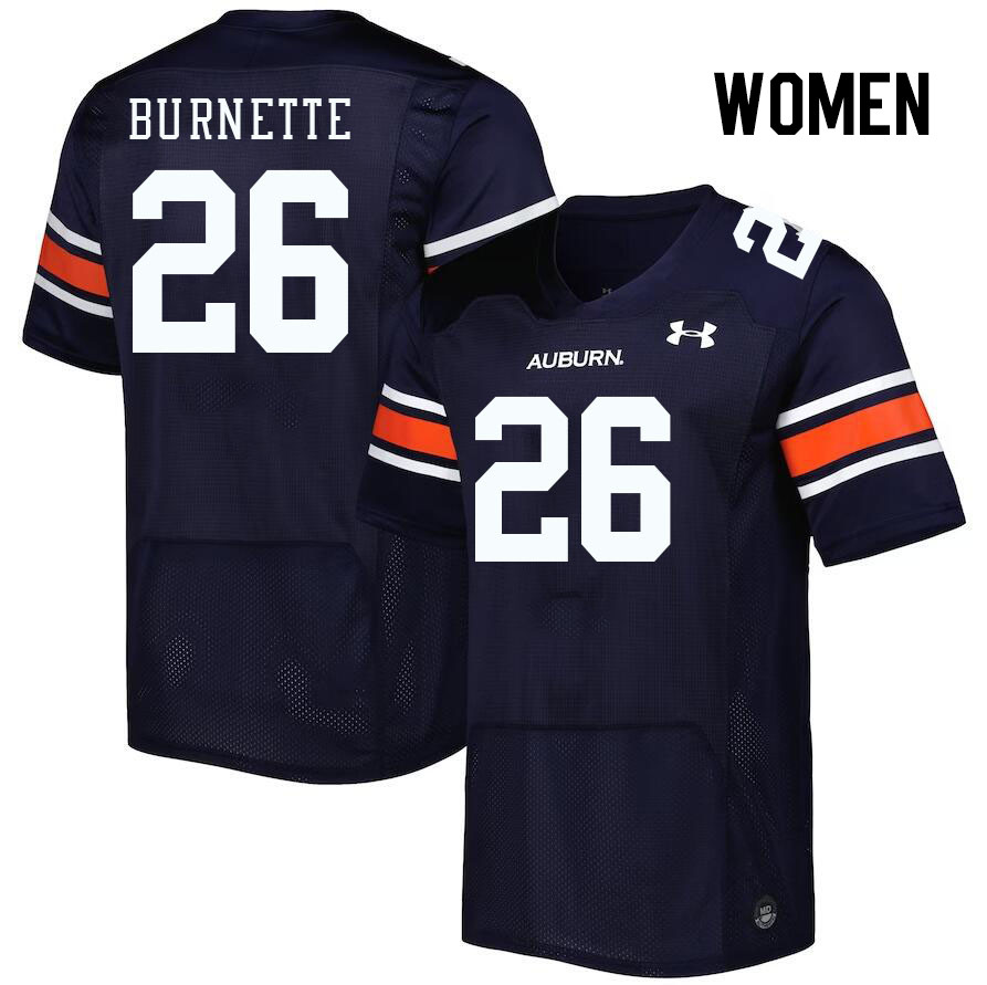 Women #26 Christian Burnette Auburn Tigers College Football Jerseys Stitched Sale-Navy